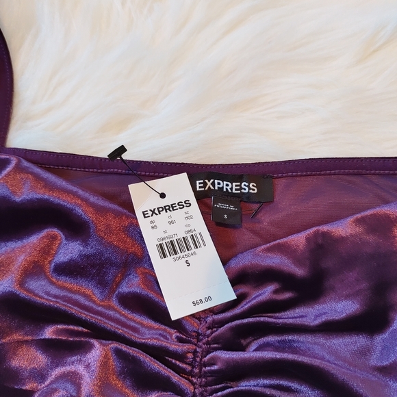 Express NWT Rich Velvet Purple Sweetheart Long sleeve Top S - Picture 5 of 11